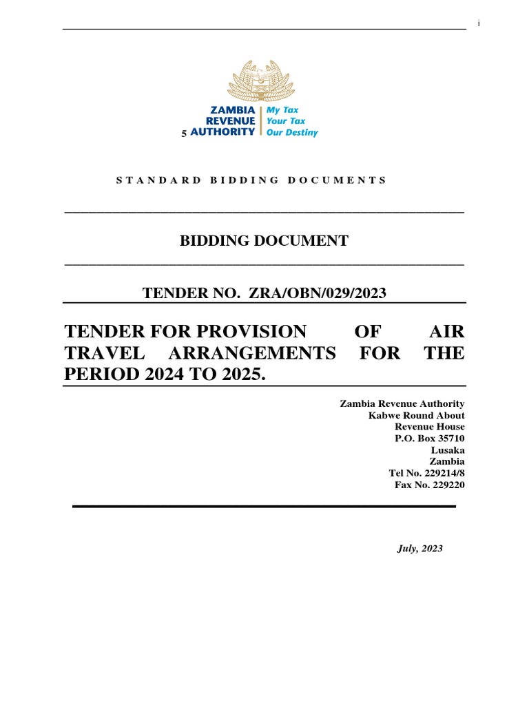 Bidding Document Airtravel Services 20242025 PDF Procurement