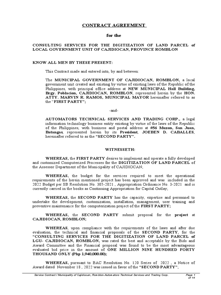 Consulting Contract for Land Digitization | PDF | Guarantee | License