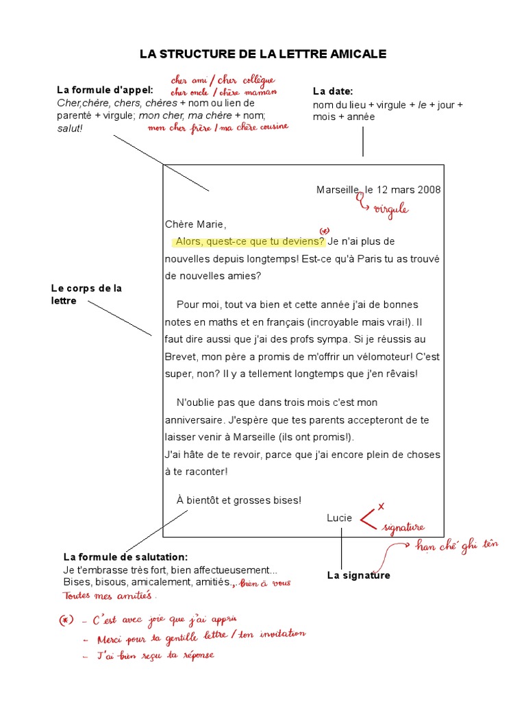 Structure d'une lettre amicale B1 | PDF