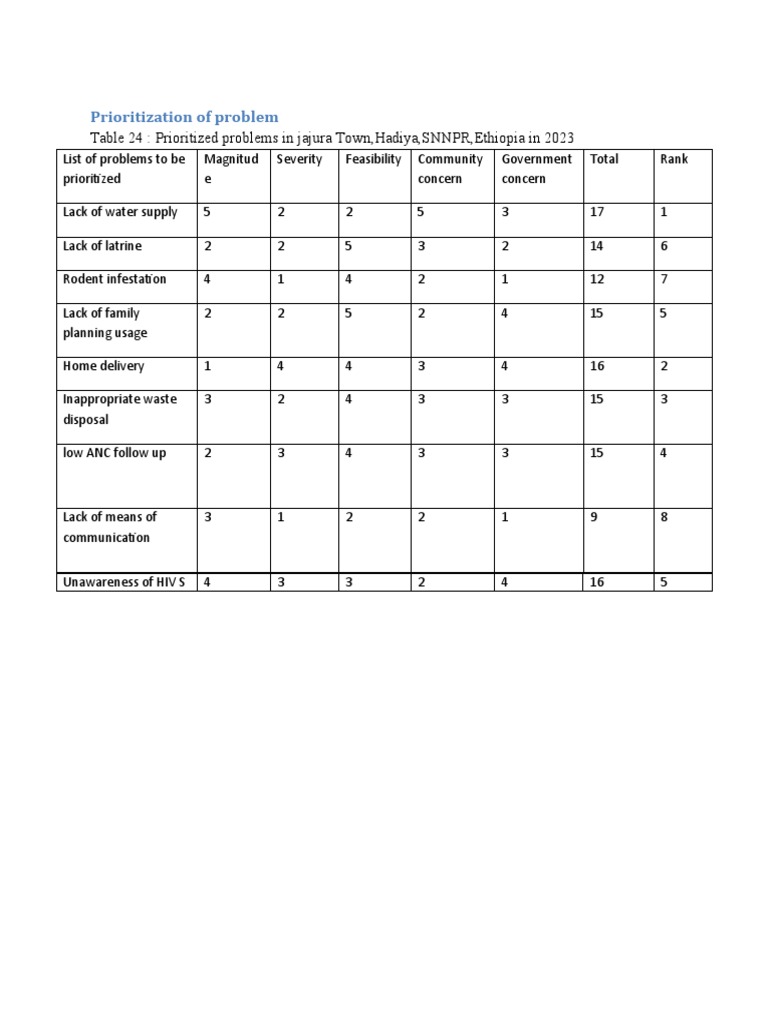 Prioritized Problems in Jajura Town 2023 | PDF