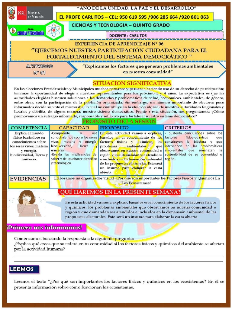 Actividad #01 - 5to Grado - Ciencia y Tecnologia - 00001 | PDF