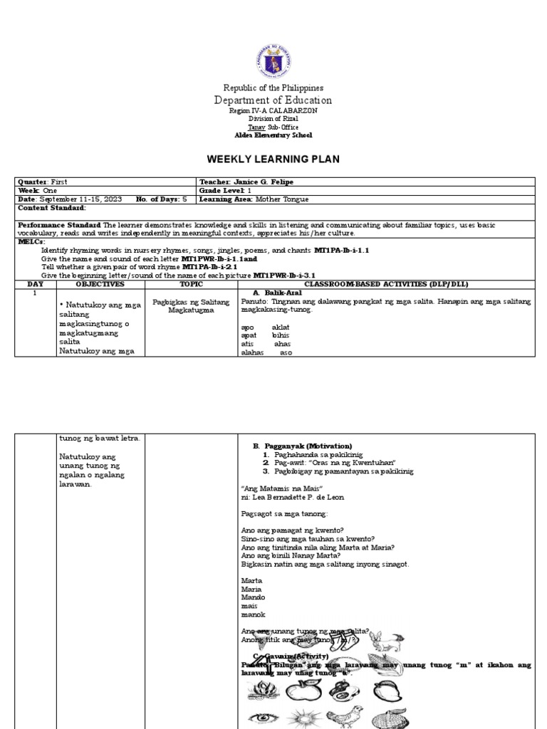 WLP MTB1 Q1 W3 | PDF