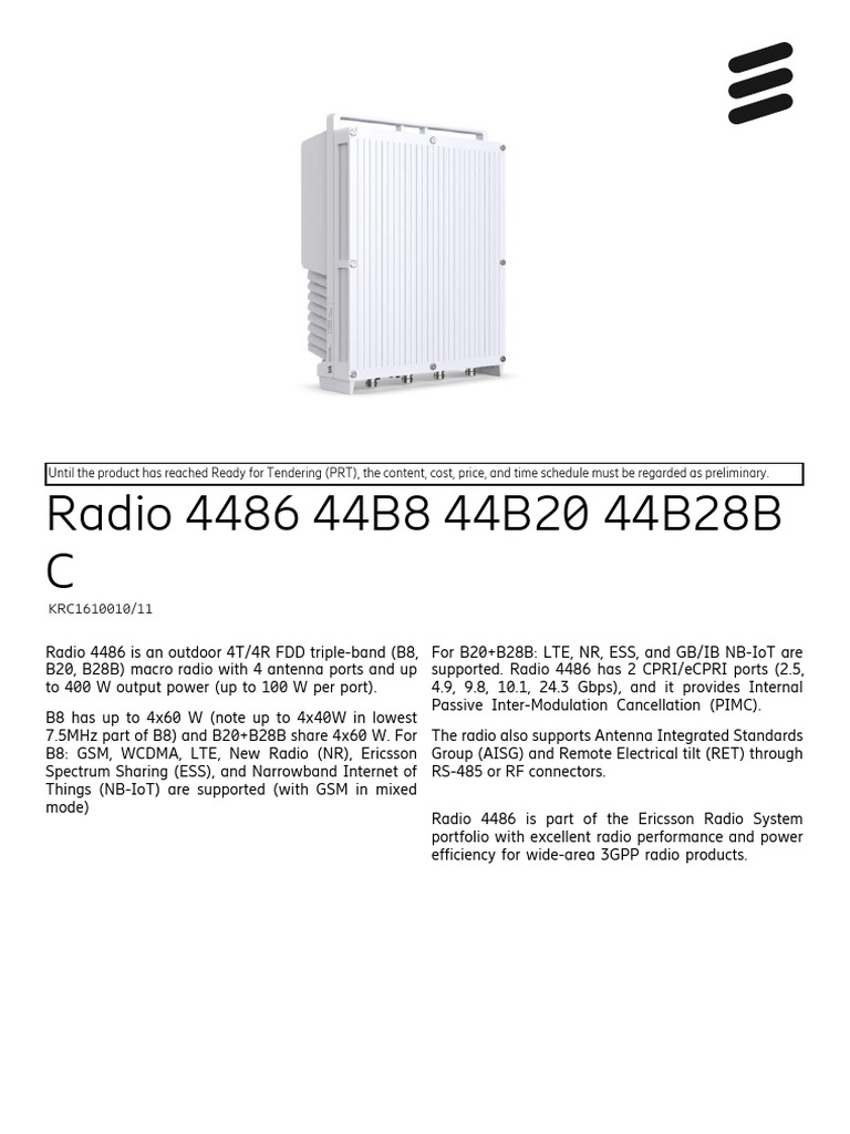 Ericsson Radio 4485/4486 Datasheet | PDF