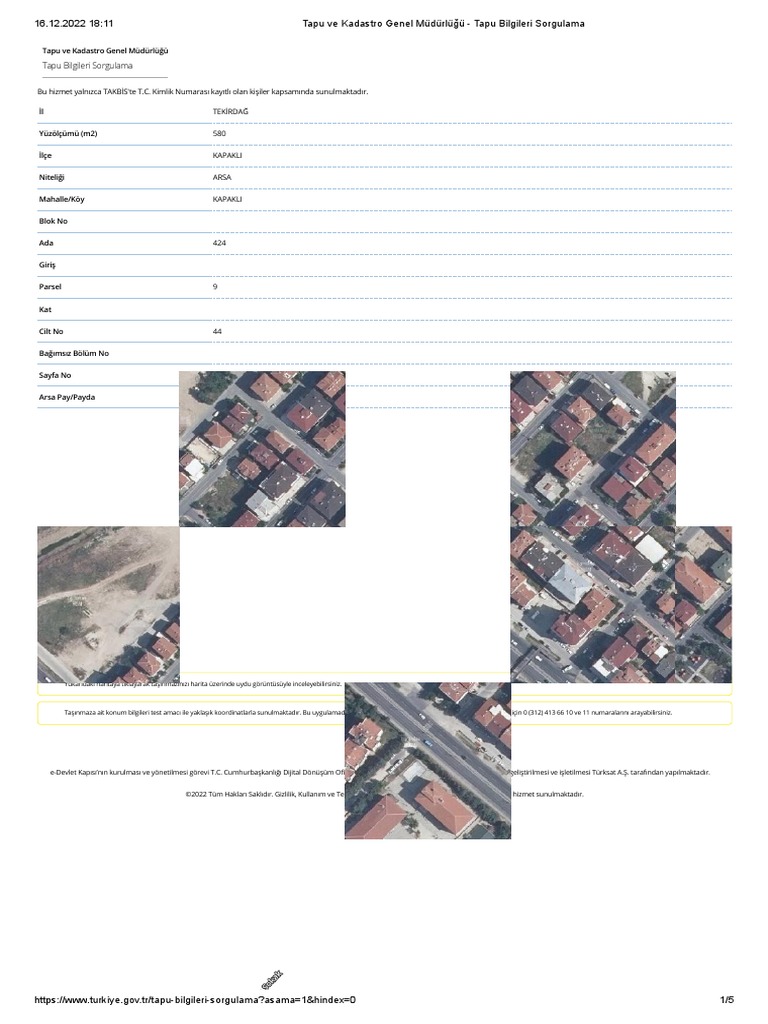 Tapu ve Kadastro Genel Müdürlüğü Tapu Bilgileri PDF