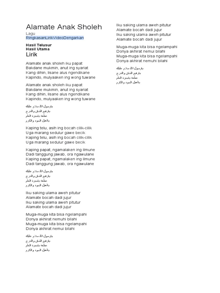 Alamate Anak Sholeh | PDF