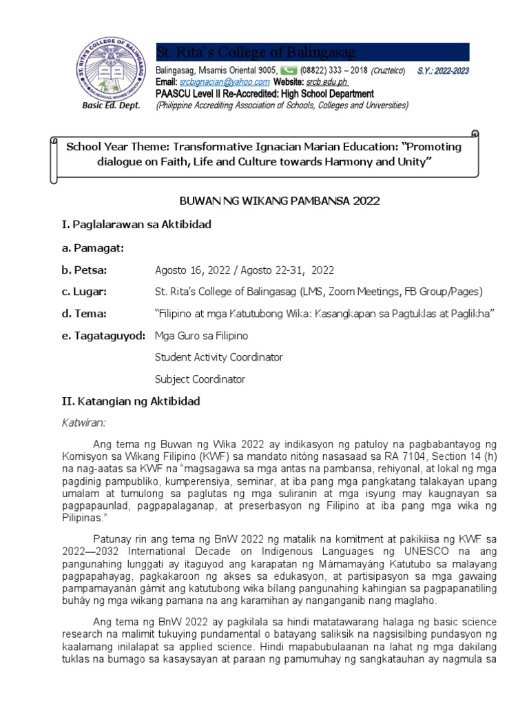 tema ng buwan ng wikang pambansa 2022