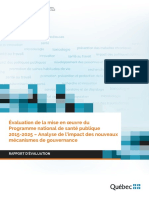 Evaluation - Gouvernance - Programme - National - Sante - Publique - 2015 - 2025 QUEBEC