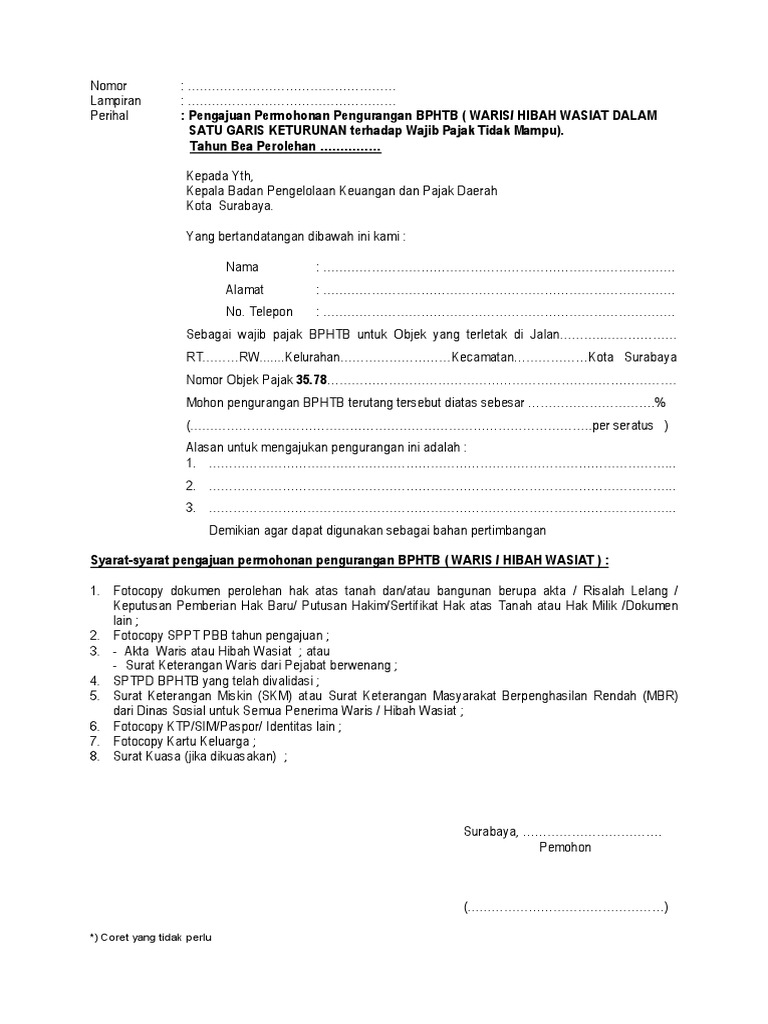 Pengurangan BPHTB Waris Hibah Wasiat PDF