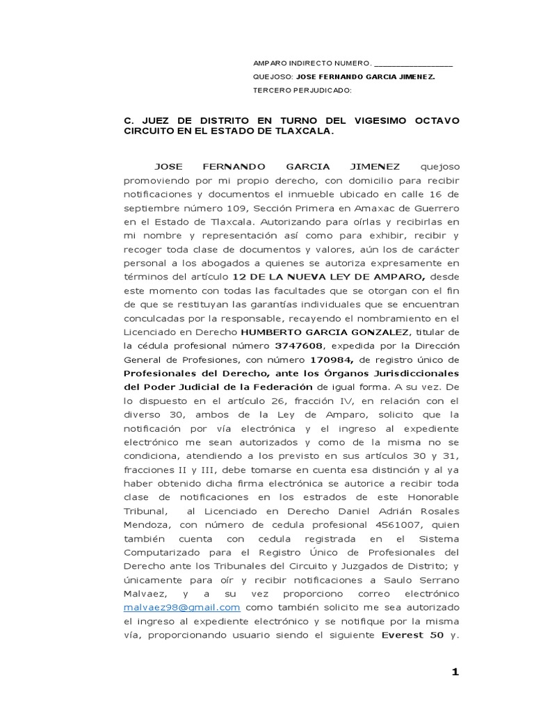 Amparo Indirecto de José García Jiménez | PDF | Violación | Derecho ...