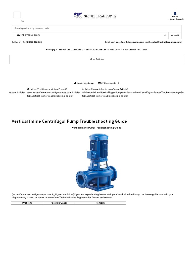 Vertical Inline Centrifugal Pump Troubleshooting Guide PDF Pump Valve