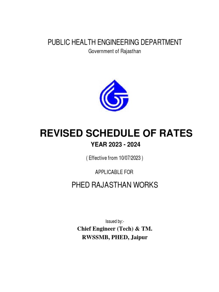 PHED BSR Rajasthan 2023-24 Rates | PDF | Pipe (Fluid Conveyance ...