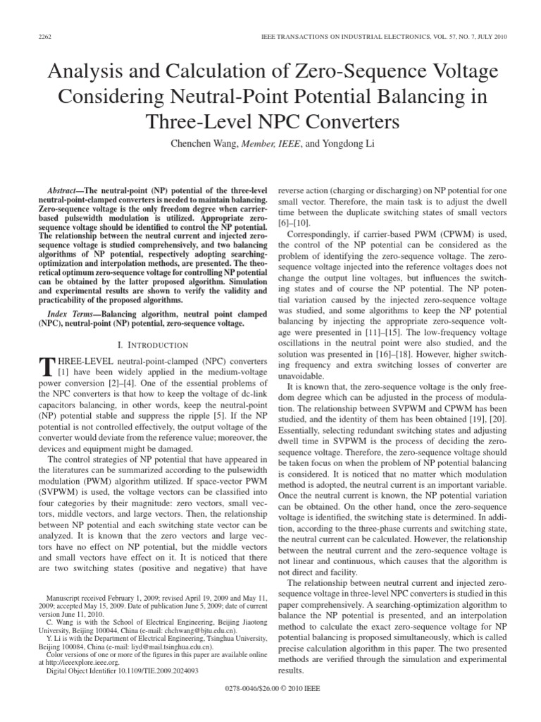 Analysis and calculation of zero sequence voltage considering neutral