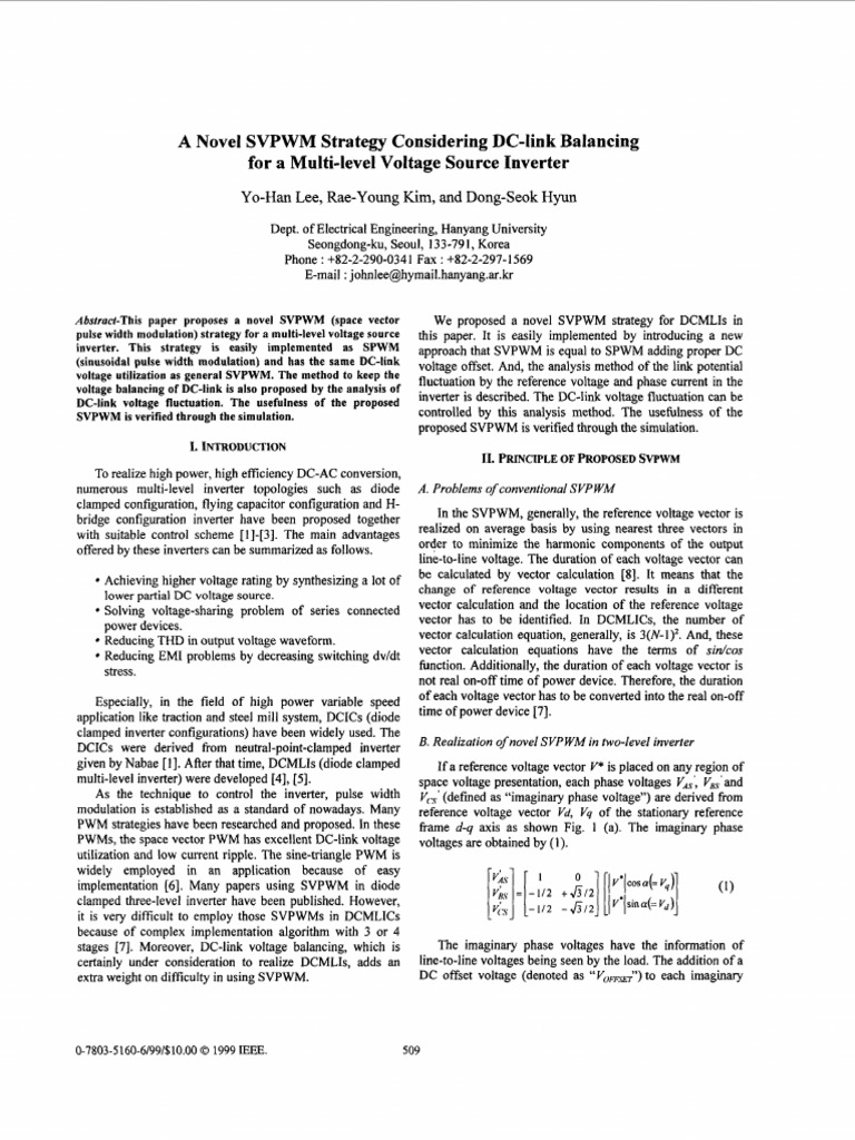 Novel SVPWM for Multi-Level Inverters | PDF | Power Inverter ...