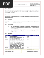 Procedure For Conducting Internal Audit