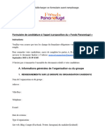 Formulaire de Candidature À L'appel À Proposition Du Fonds Pananetugri - 1