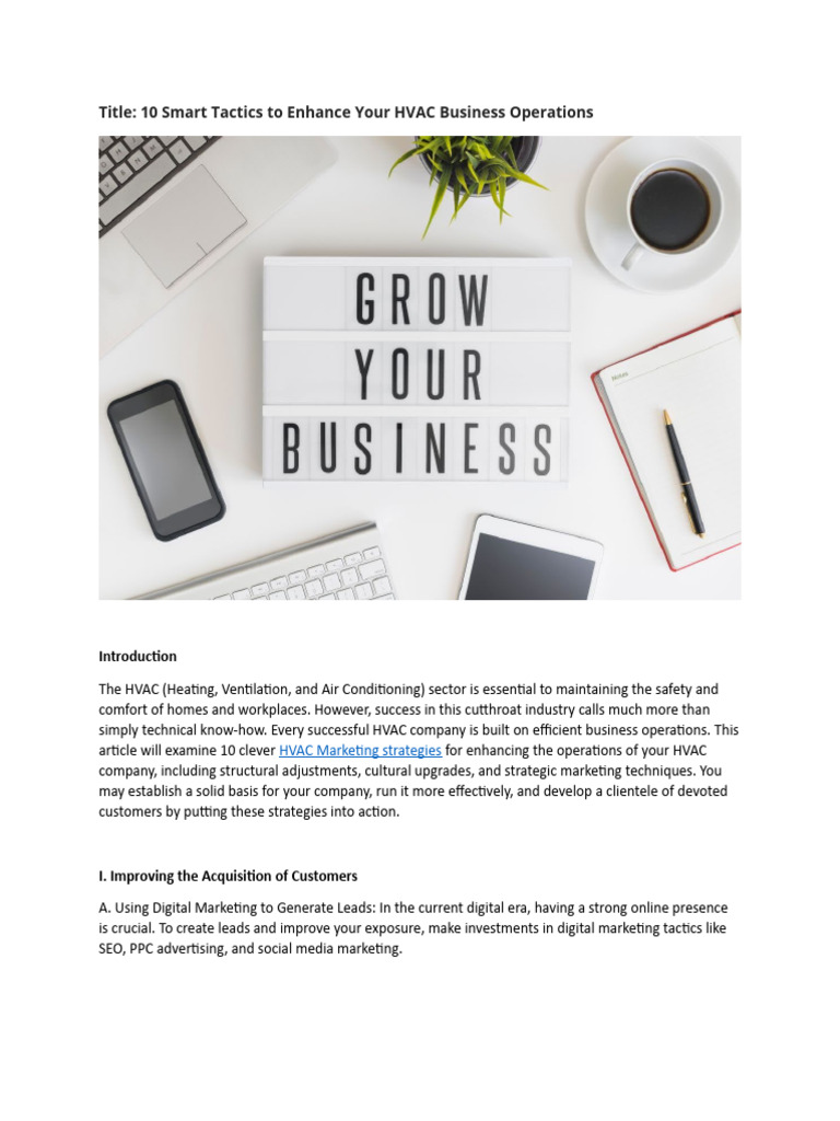 10 Smart Tactics To Enhance Your HVAC Business Operations | PDF ...