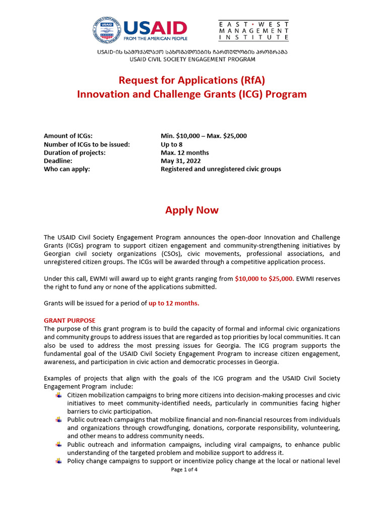 EWMI CSEP - Innovation and Challenge Grants - Round 1 RfA - GEO ...