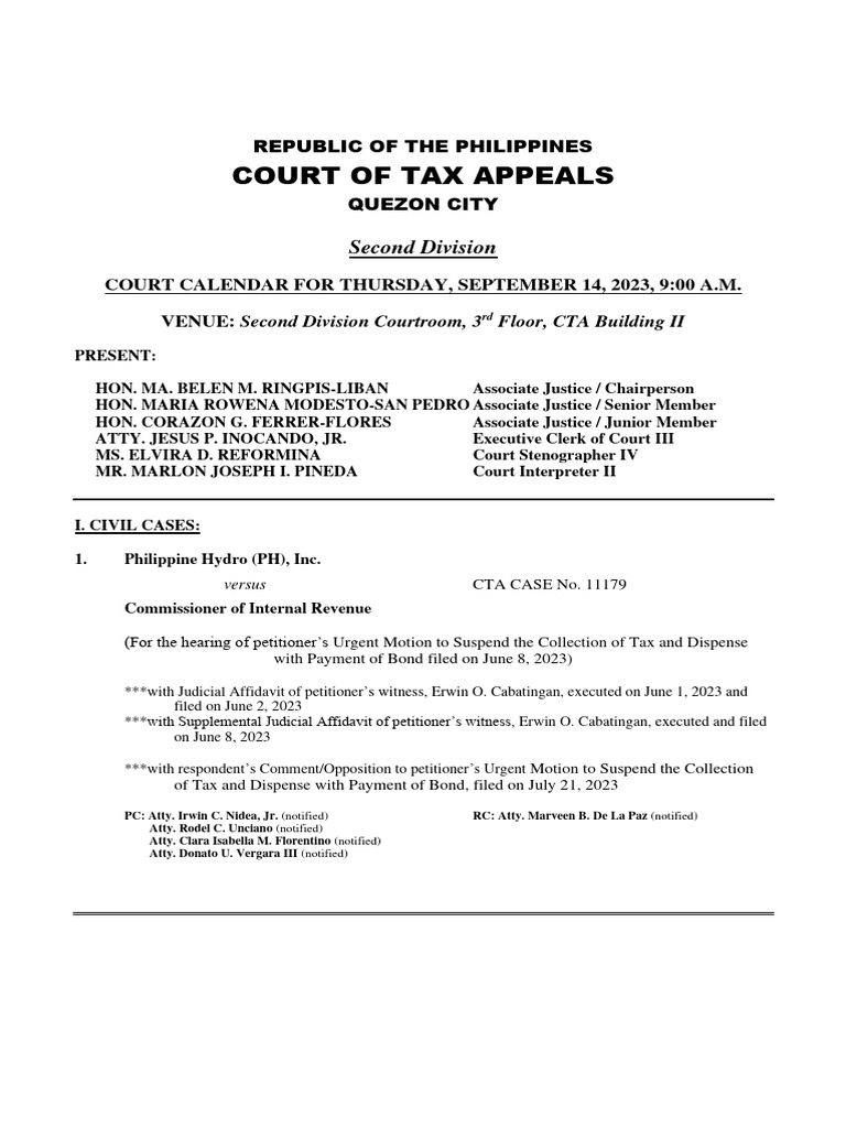 Court of Tax Appeals Republic of The Philippines Quezon City PDF Judiciaries Public Law