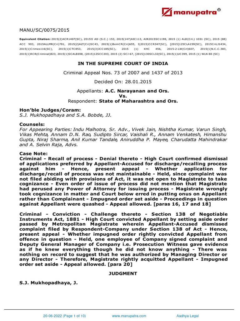 Ac narayanan and ors vs state of maharashtra download free pdf