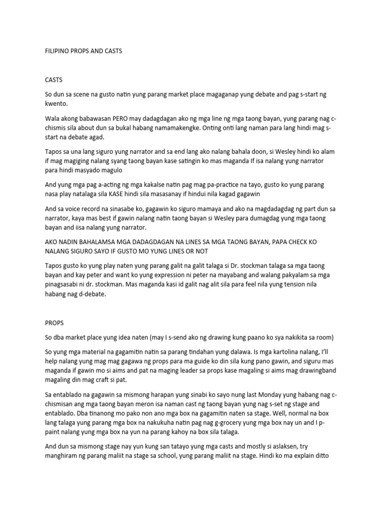 Filipino Props and Casts PDF
