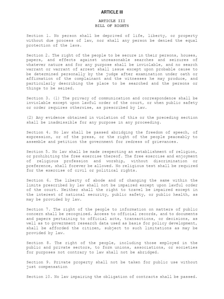 Bill of Rights Overview: Article III | PDF | Search Warrant | Search ...