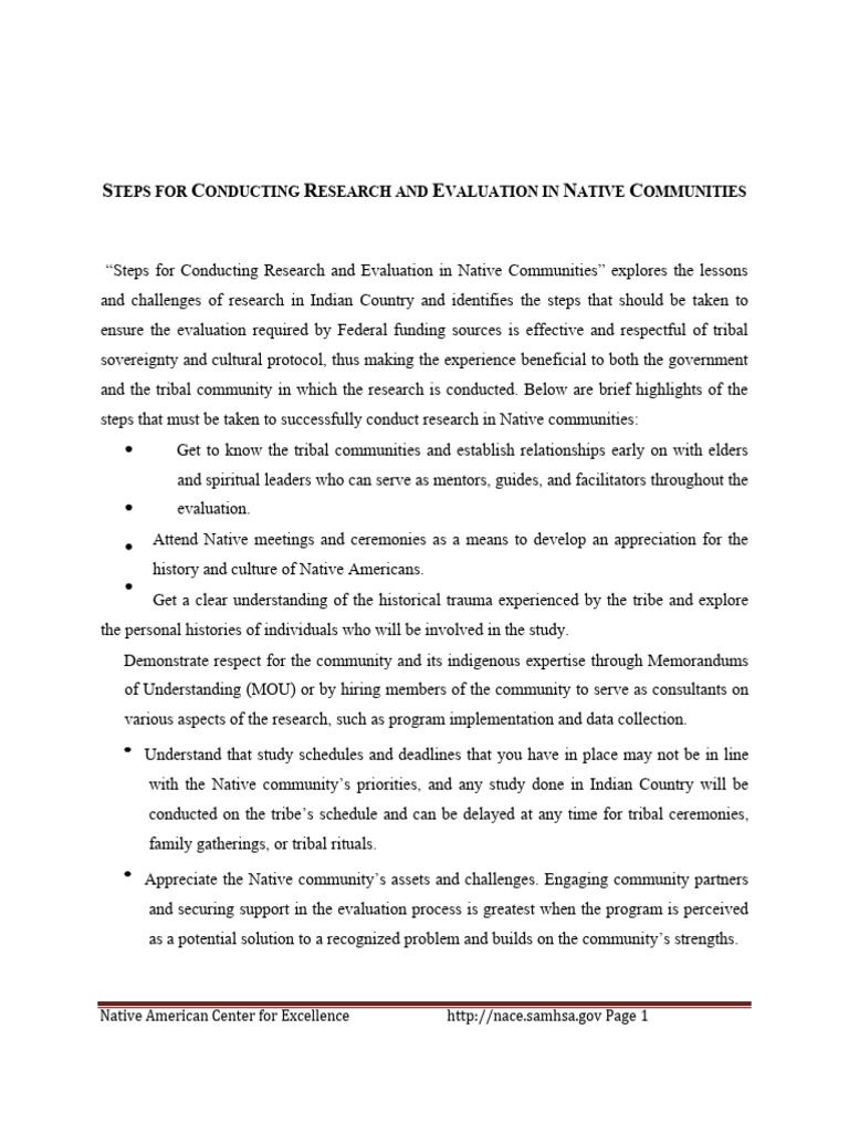 Research Steps in Native Communities | PDF | Evaluation | Institutional ...