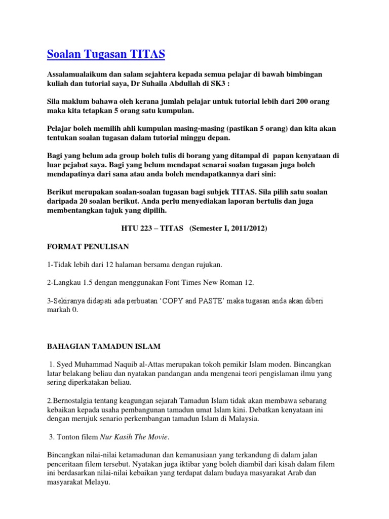 Soalan Tugasan Titas