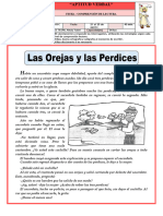 Ficha-DE COMPRENSIÓN DE LECTURA Las-Orejas-y-las-Perdices-para-Quinto-de-Primaria