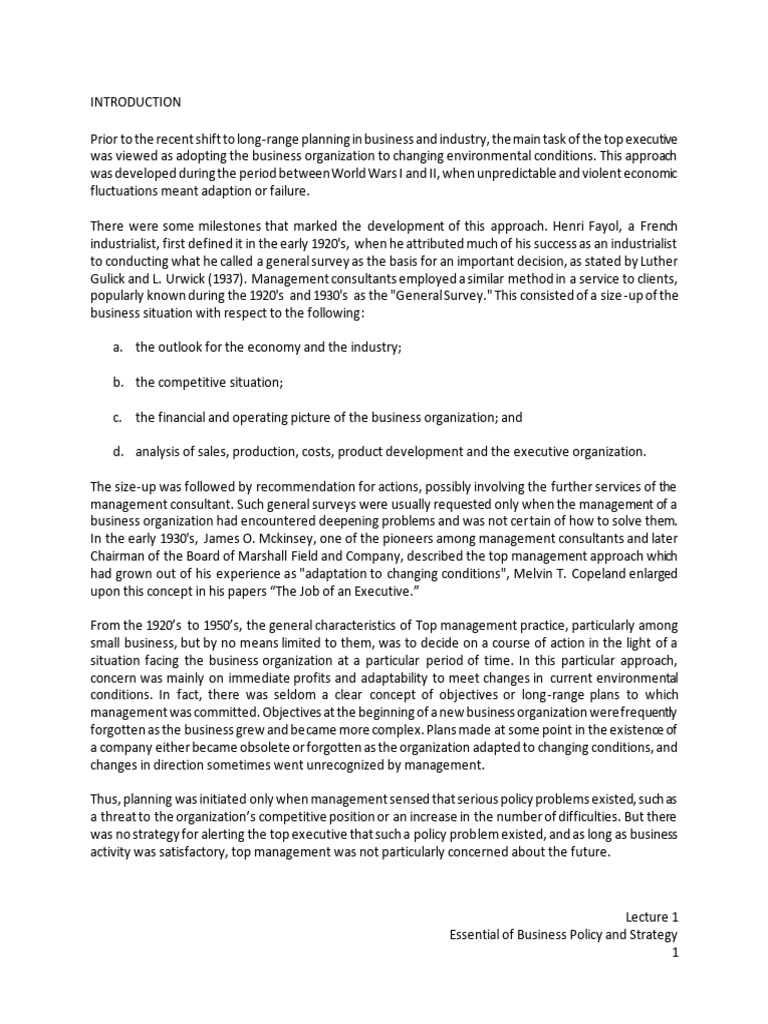 Lecture 1 - Business Policy and Strategy | PDF | Strategic Management ...