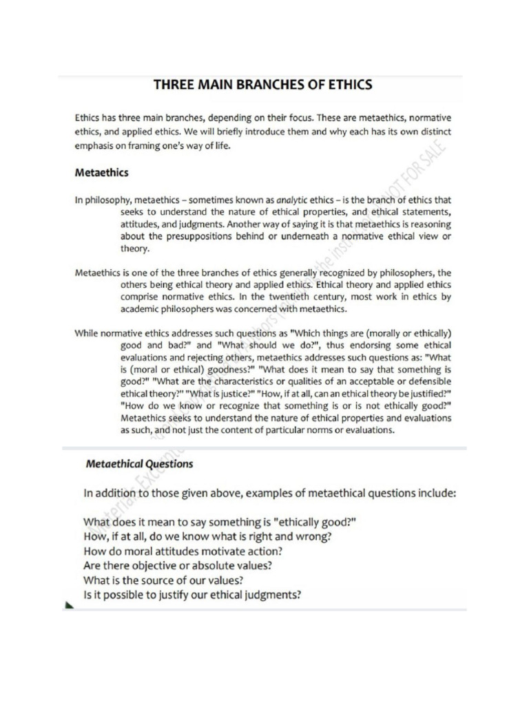 3 main branches of ethics pdf