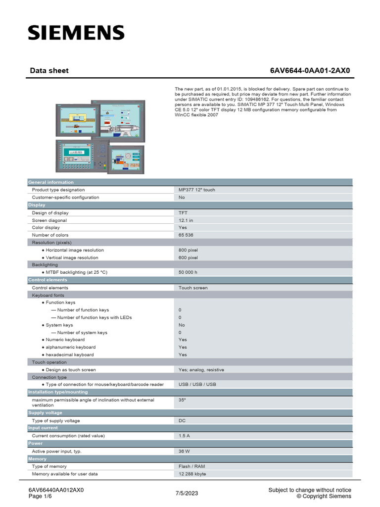 6AV66440AA012AX0 Datasheet en | PDF | Computer Keyboard | Computer ...