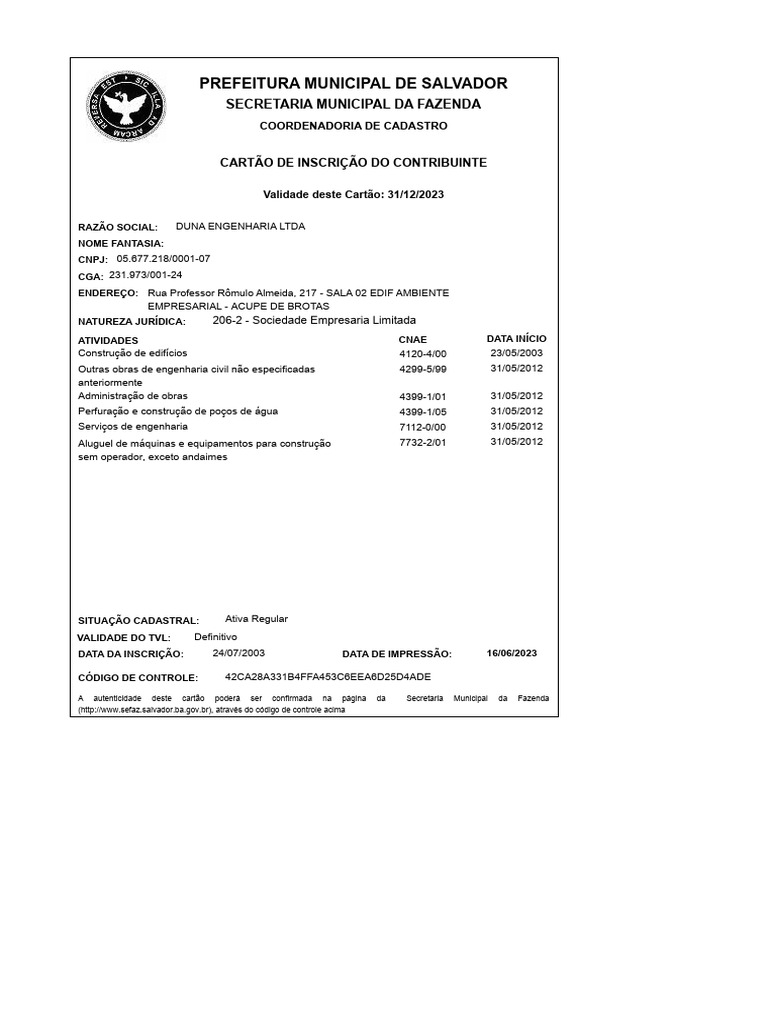 Cadastro De Contribuinte Mobiliario