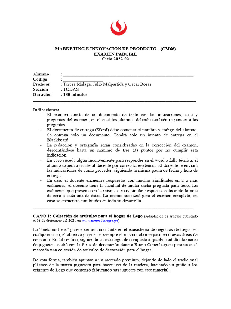 Examen de Marketing e Innovación | PDF | Marca | Producto (Negocio)