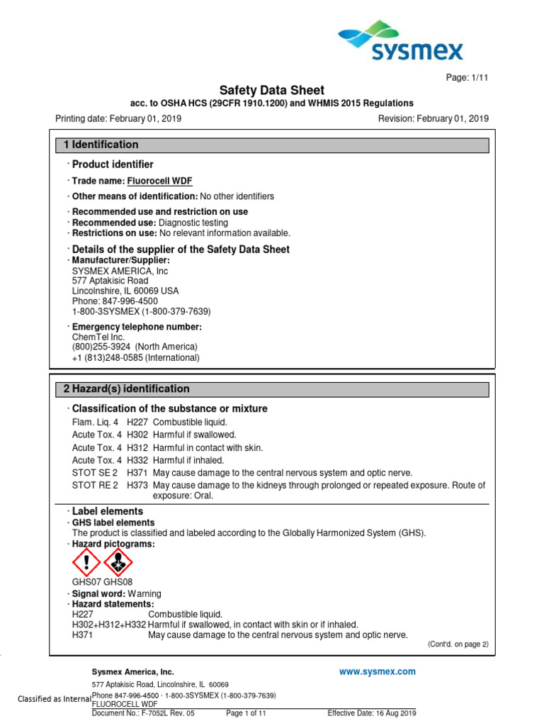 Fluorocell WDF Safety Data Sheet PDF Workplace Physical Sciences