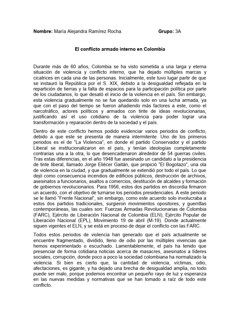 Conflicto armado en Colombia: historia y consecuencias | PDF | Colombia