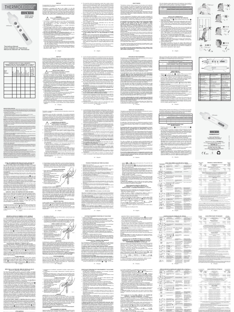 Thermofocus Infrared Thermometer Instructions PDF Thermometer