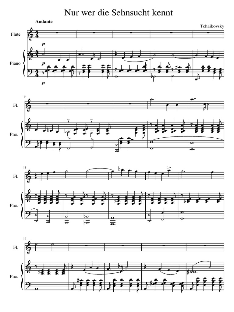 Nur Wer Die Sehnsucht Kennt PDF Pyotr Ilyich Tchaikovsky Compositions