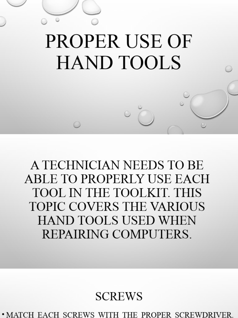 Proper Use of Hand Tools | PDF | Screw | Secondary Sector Of The Economy