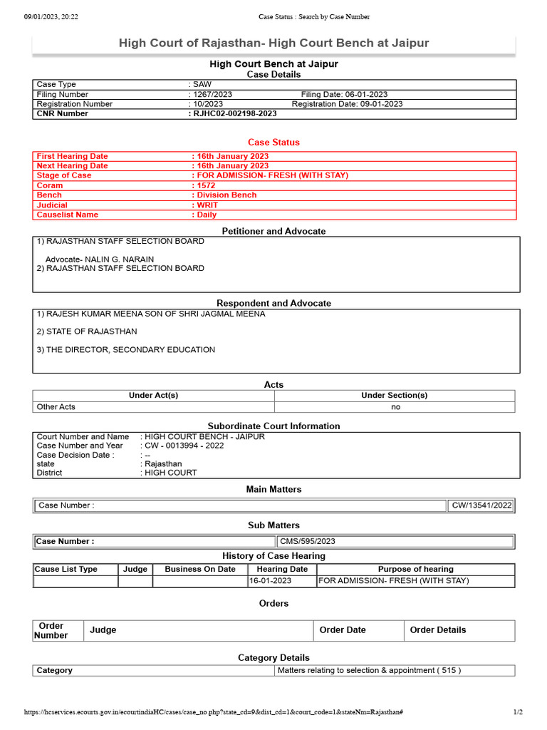 Case Status Search by Case Number PDF Constitutional Law