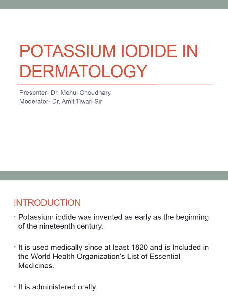 Potassium Iodide in Dermatology PDF Iodine Thyroid
