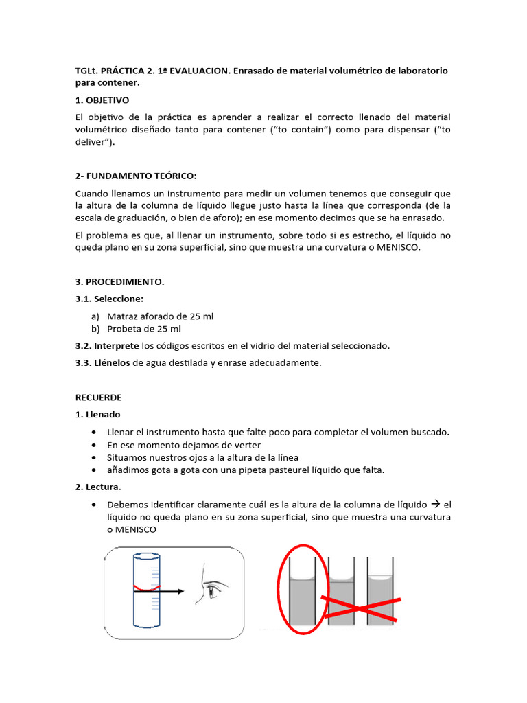 Enrasado Correcto de Material Volumétrico | PDF | Tecnología