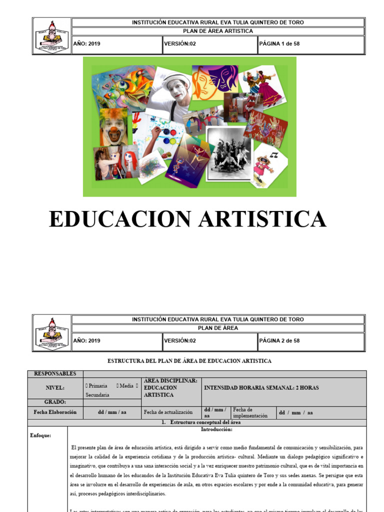 Educación Artistica | PDF | Educación en artes visuales | Evaluación