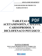 Acetaminophen, Caffeine, Carisoprodol and Diclofenac Potassium Tablets