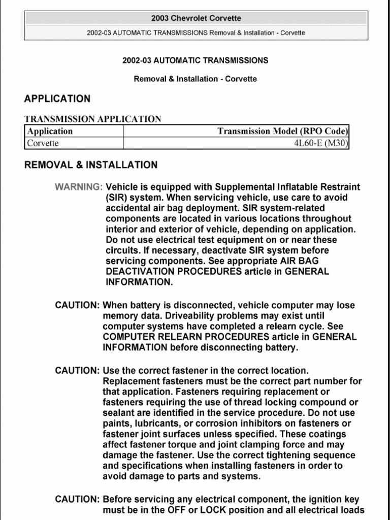 2005 CORVETTE SERVICE MANUAL PDF visual data 5
