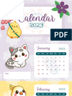 Purple Pink Cute Playful Animal 2023 Calendar