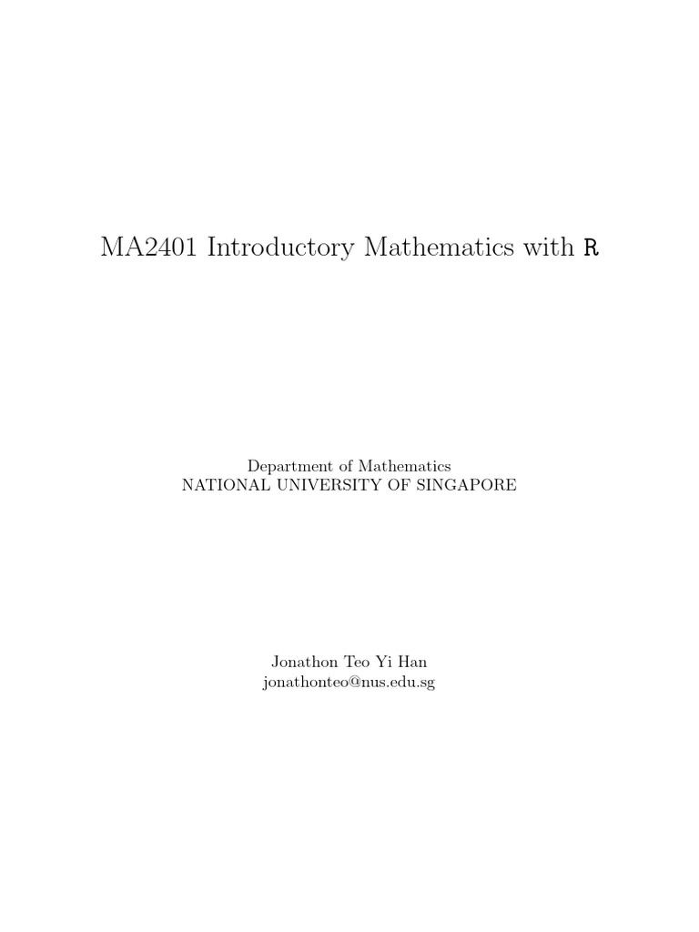 Ma2401 Lecture Notes Pdf Probability Distribution Determinant