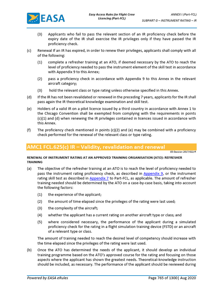 EASA SUBPART G INSTRUMENT RATING (PartFCL) PDF