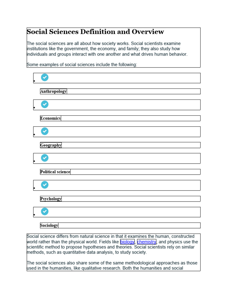 Social Sciences Definition and Overview PDF Social Sciences Science