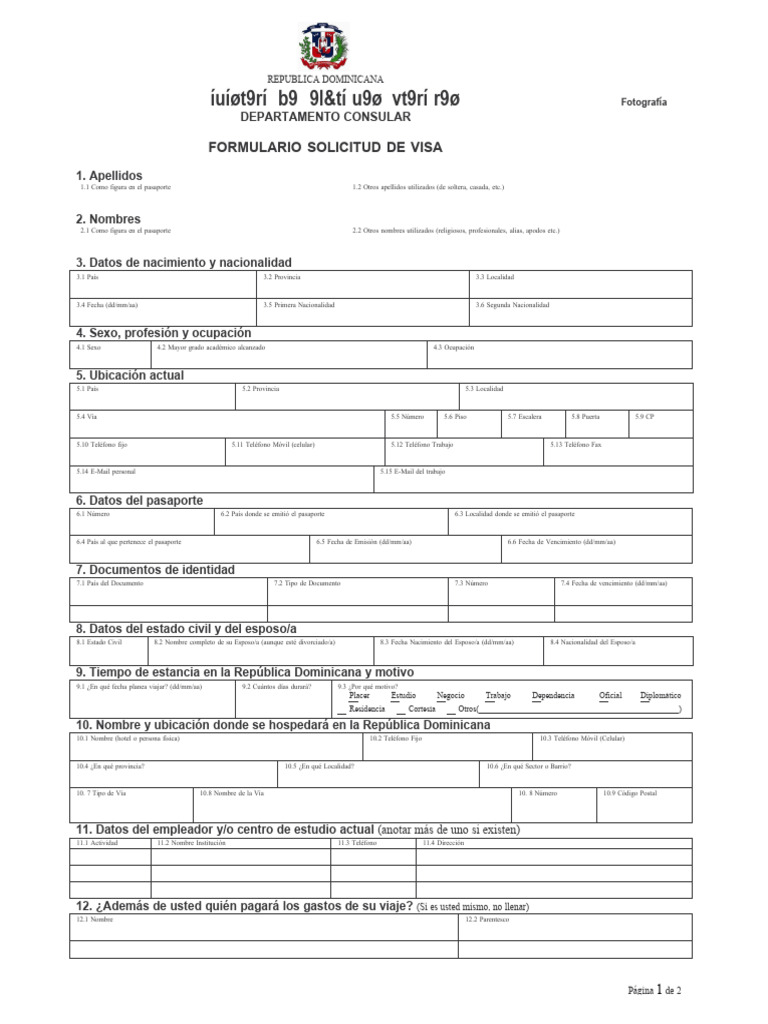 Formulario Visa República Dominicana | PDF | Gobierno y personalidad