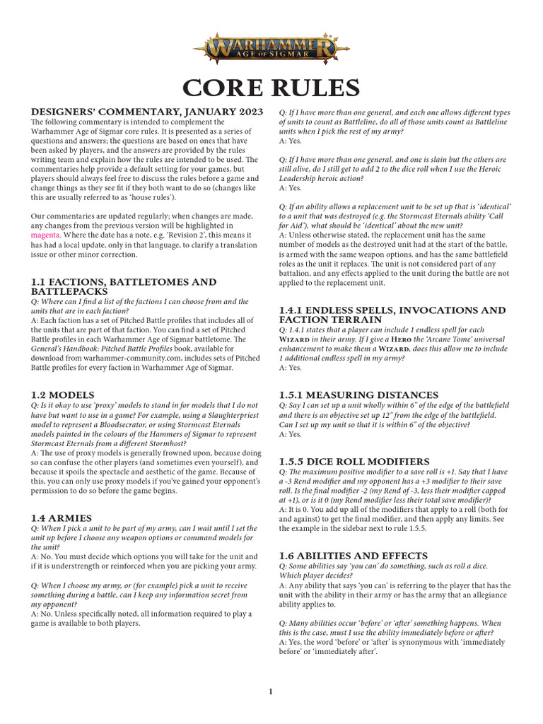 Age of Sigmar AoS 3.0 Core Rules 3.0 Errata 20230112 PDF